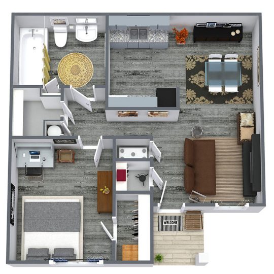 a floor plan of a two bedroom apartment at The Sunscape Apartments