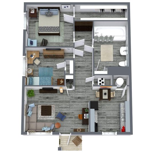 a floor plan of a two bedroom apartment at The Sunscape Apartments